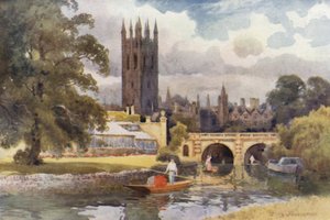 Magdalen College z Cherwell (barevné lito) od Ernest William Haslehust