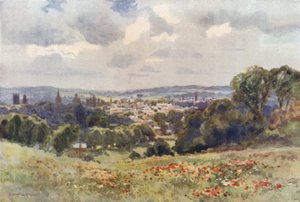 Oxford z Headington Hill (barevné lito) od Ernest William Haslehust