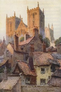 Ripon: The Minster from the Old Town (barevné lito) od Ernest William Haslehust