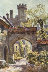 Winchester College: Vnější brána z "Arcadia" (barevné litho) od Ernest William Haslehust