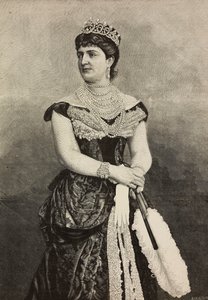 Margaret of Savoy (1851-1926), Queen of Italy from 1878 to 1900, photo by Cattani, Bertelli and de Hagen, engraving by Ernesto Mancastroppa from L