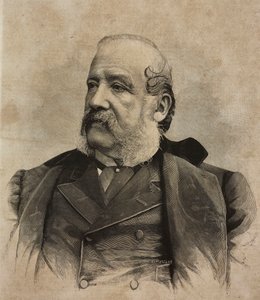 Portrét Gerolama Induna (1825-1890), italského malíře, rytina Ernesta Mancastropy z fotografie Guigoniho a Bossiho, z L