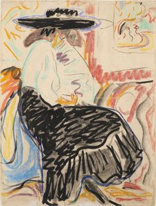 Sedící žena ve studiu od Ernst Ludwig Kirchner