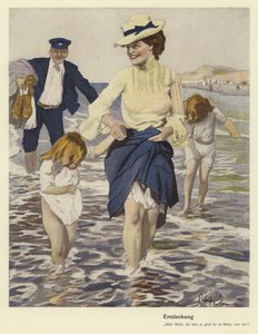 Rodina u moře (barva litho)