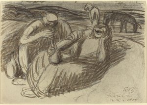 Italští rolníci s lahvemi na víno od Ernst Barlach