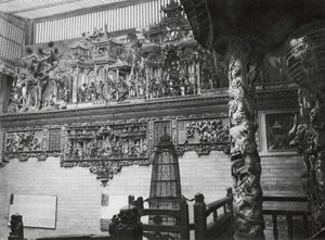 Kuangčou, Kuangtung, Kanton, Chrám boha medicíny, reliéfy na hlavním nádvoří (čb fotografie) od Ernst Boerschmann