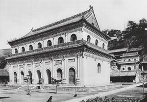 Wu tai shan, Hien tung sze, Shansi, buddhistická knihovna a terasy na konci kláštera (čb foto) od Ernst Boerschmann