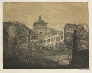 Šest pohledů na zámek Heidelberg: Zámecká terasa, 1820. od Ernst Fries