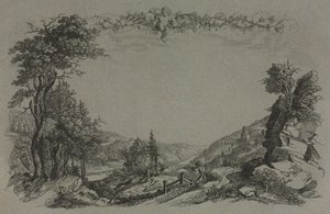 Šest pohledů na zámek Heidelberg: Obálka, lovecká scéna, 1820. od Ernst Fries