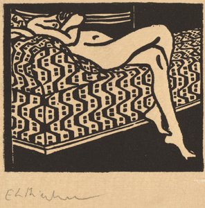 Nahá dívka ležící na pohovce, 1905. od Ernst Ludwig Kirchner