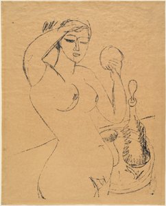 Nahá dívka na toaletě, 1912. od Ernst Ludwig Kirchner