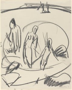 Tři koupající se v moři, c. 1914. od Ernst Ludwig Kirchner