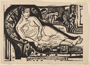 Žena ležící na pohovce, 1926. od Ernst Ludwig Kirchner