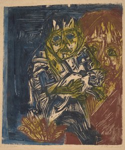 Žena s dítětem a kočkou, 1919. od Ernst Ludwig Kirchner