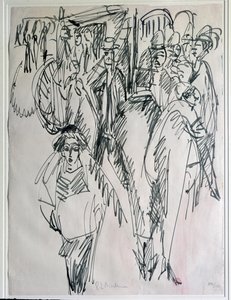 Ulice v Berlíně, Německo (kresba od Ernst Ludwig Kirchner