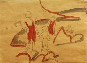 Koupání na pláži Fehmarn od Ernst Ludwig Kirchner