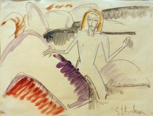 Koupající se na kamenech od Ernst Ludwig Kirchner