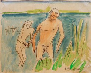Koupání v Moritzburgu od Ernst Ludwig Kirchner