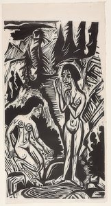 Koupající se ve skalách. 1921 od Ernst Ludwig Kirchner
