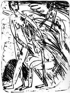 Koupání ve vlnách od Ernst Ludwig Kirchner