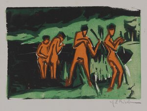 Koupající se házející rákosí od Ernst Ludwig Kirchner