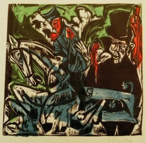 Setkání Schlemihla s malým šedým mužem na ulici od Ernst Ludwig Kirchner