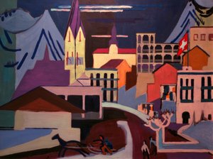 Davos - Platz u vlakového nádraží od Ernst Ludwig Kirchner