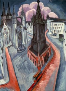 Červená věž v Halle od Ernst Ludwig Kirchner