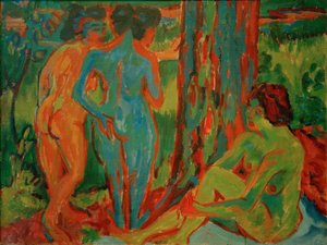 Tři akty v lese od Ernst Ludwig Kirchner