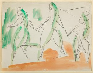 Tři tanečníci. 1911 Folkwang skicář (str. 34) od Ernst Ludwig Kirchner