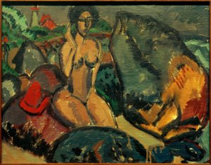 E.L. Kirchner, koupající se mezi kameny od Ernst Ludwig Kirchner