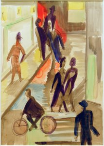 E.L. Kirchner, pouliční scéna s kolem od Ernst Ludwig Kirchner