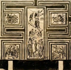 Návrh na malování dlouhé stěny tanečního sálu od Ernst Ludwig Kirchner