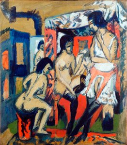 Nahé ženy v ateliéru - obraz Ernsta Ludwiga Kirchnera (1880-1938) od Ernst Ludwig Kirchner