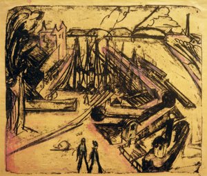 Freihafen Frankfurt nad Mohanem od Ernst Ludwig Kirchner
