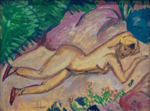 Dívka ležící na pláži od Ernst Ludwig Kirchner