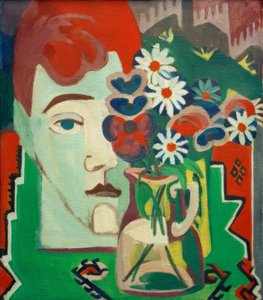 Millerova hlava s květinami od Ernst Ludwig Kirchner