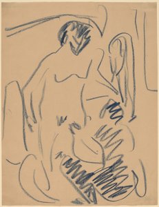Nahá na pláži od Ernst Ludwig Kirchner
