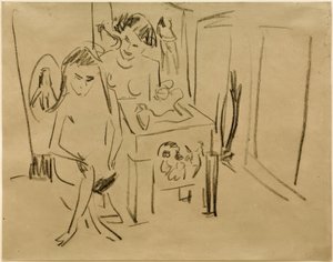 Bez názvu (Dodo a Fränzi ve studiu) od Ernst Ludwig Kirchner