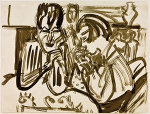 Pár u stolu od Ernst Ludwig Kirchner