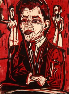 Portrét Dr. Grohmanna (barevný dřevoryt) od Ernst Ludwig Kirchner