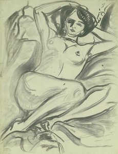 Ležící akt (Isabella), 1906 (uhl na papíře)