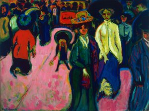 Street, Drážďany (Německo). Obraz Ernsta Ludwiga Kirchnera (1880-1938), olej na plátně od Ernst Ludwig Kirchner