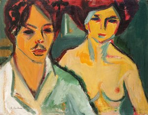 Autoportrét s modelkou, 1905 od Ernst Ludwig Kirchner