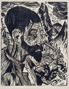 Hlava alpského pastevce (Martin Schmid) od Ernst Ludwig Kirchner