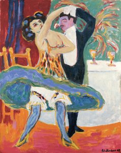 Divadlo Vaudeville (Anglický taneční pár), cca 1909 (olej na plátně) od Ernst Ludwig Kirchner