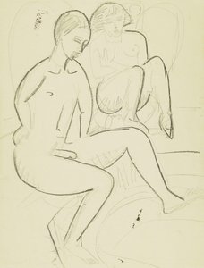 Mladý pár v koupelně od Ernst Ludwig Kirchner