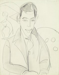 Mladý básník (Simon Guttmann), 1911 (grafit na papíře) od Ernst Ludwig Kirchner