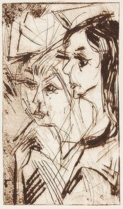 Hlavy dvou dívek. 1919 od Ernst Ludwig Kirchner