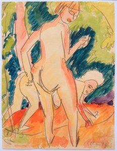 Dvě dívky se koupou od Ernst Ludwig Kirchner